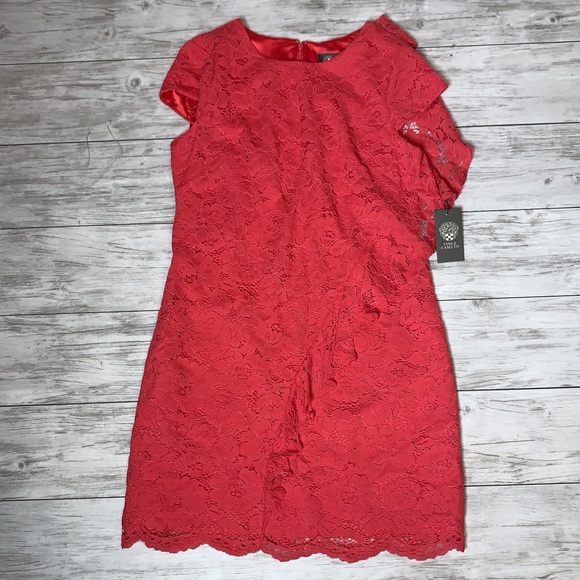 Vince Camuto Dresses & Skirts - Vince Camuto Coral Lace Overlay Dress 8 NWT